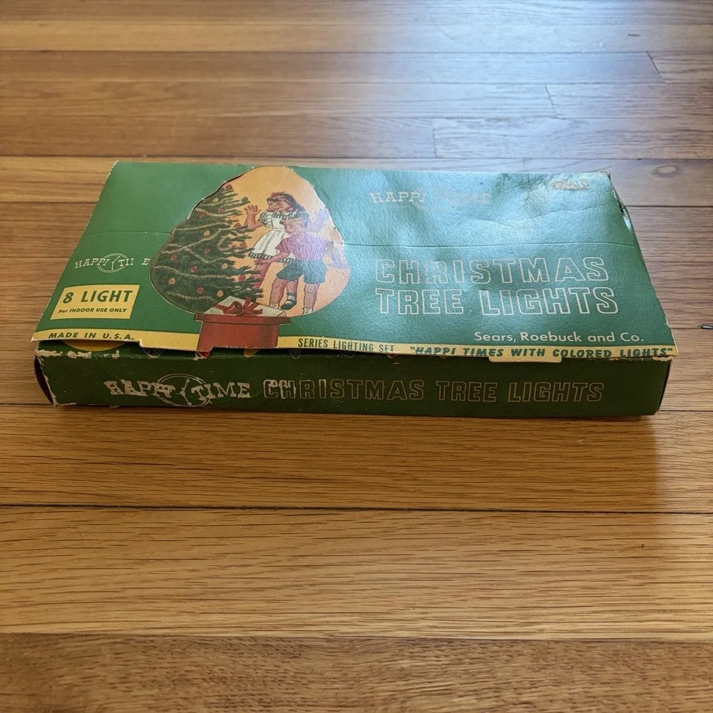 WWII Era Christmas Happi Time Christmas Tree Lights In Original Box 1940s
